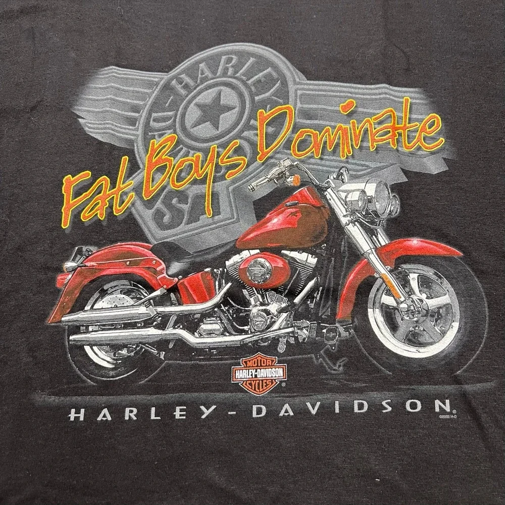 Harley-Davidson T-Shirt Mens XL Black Fat Boys Dominate Savannah GA 2002 Vintage